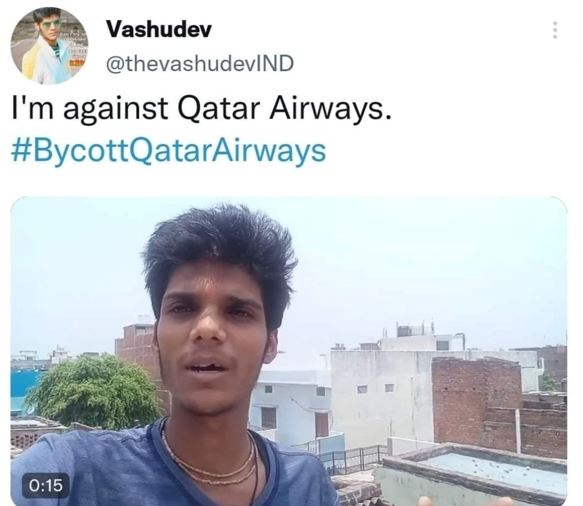 Vashudev tweet against Qatar Airways