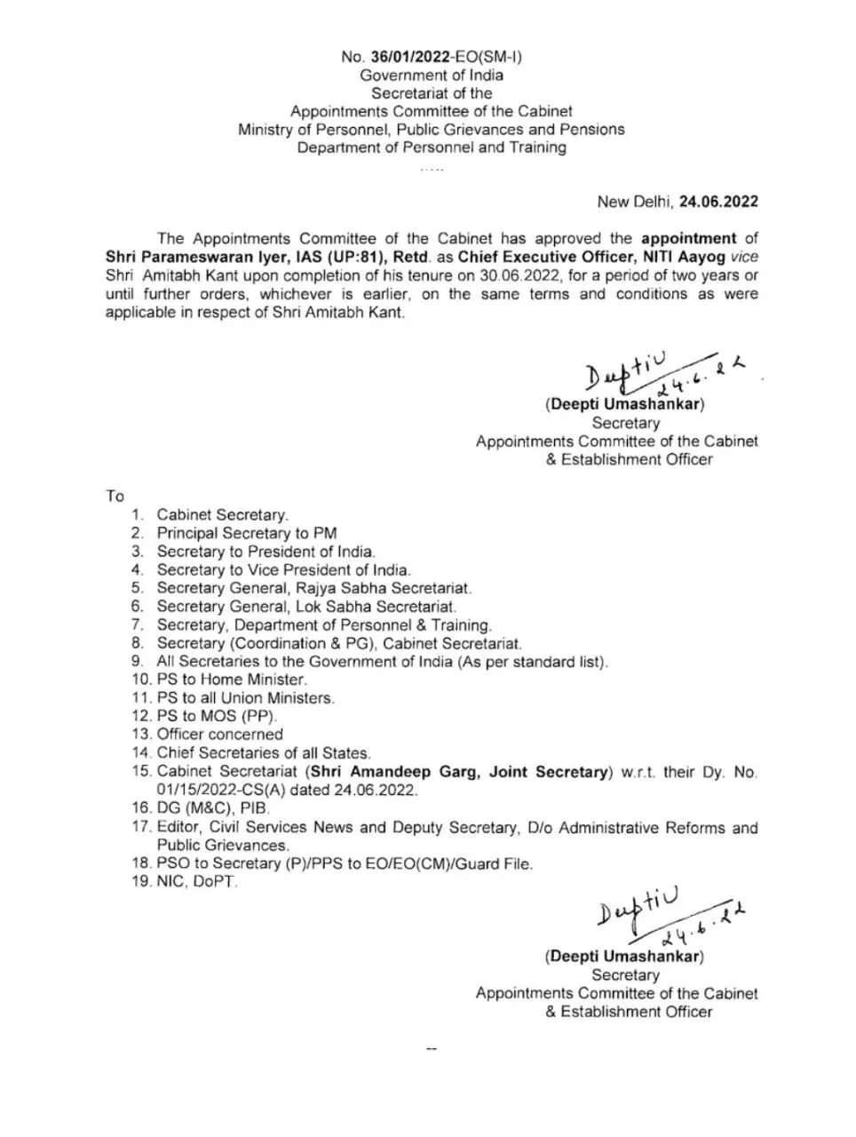 Parameswaran Iyer is the new CEO of NITI Aayog