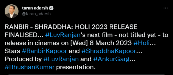 ranbir kapoor, shraddha kapoor, luv ranjan