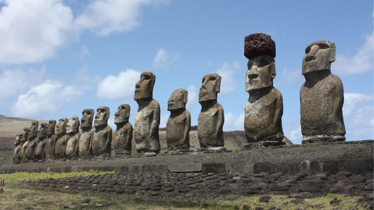 Easter Island moai sculptures