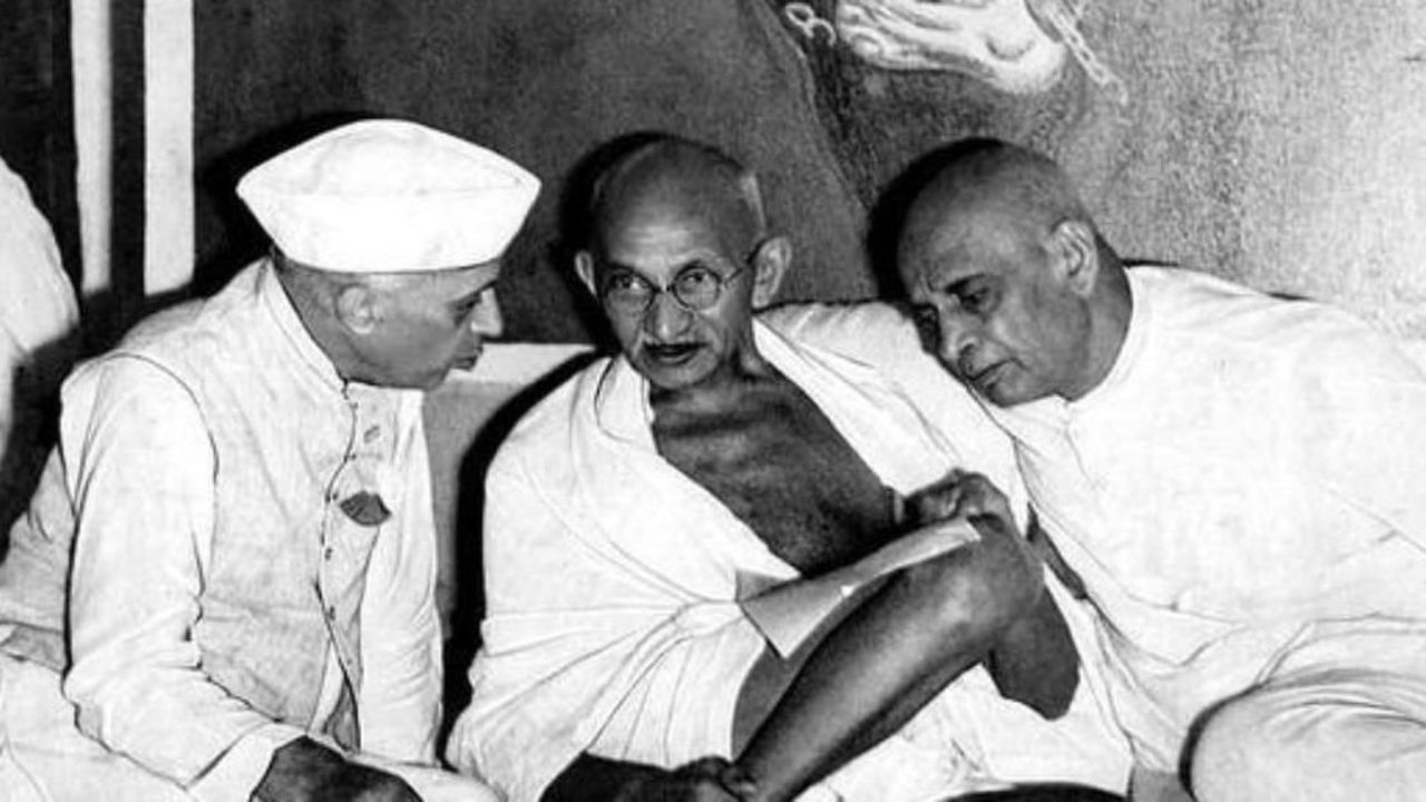 Nehru with Gandhi and Patel