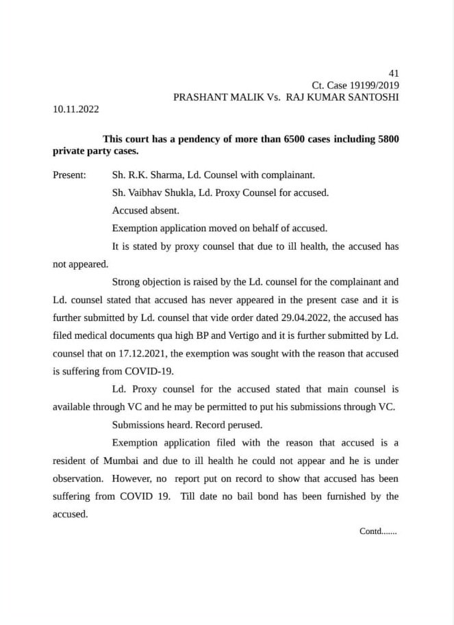 rajkumar santoshi warrant