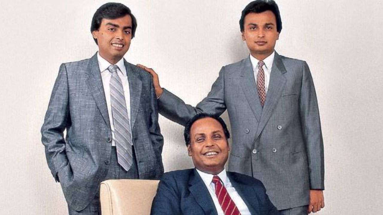 Dhirubhai Ambani with Mukesh and Anil Ambani