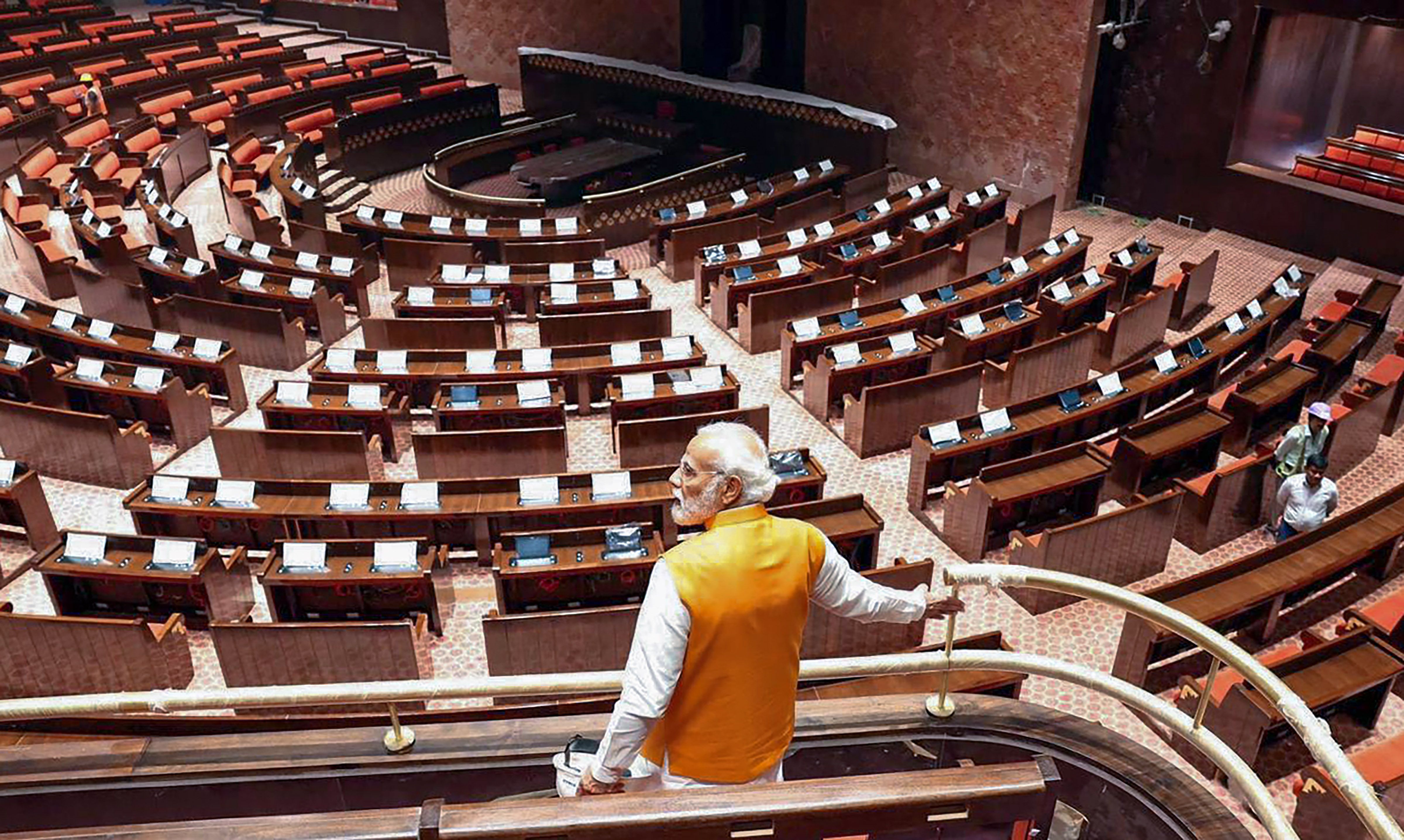 PM Narendra Modi inspects the new Parliament building