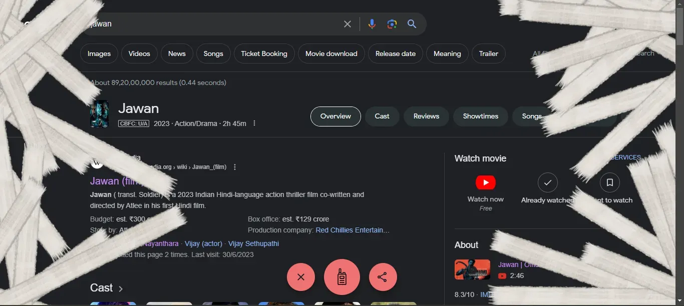 jawan on google, 