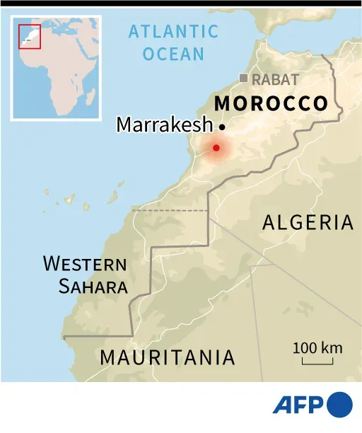 Morocco earthquake map