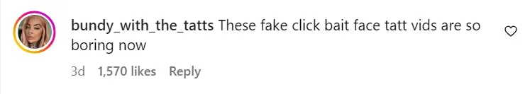 instagram influencer tattooed qr on forehead user reaction fake click bait