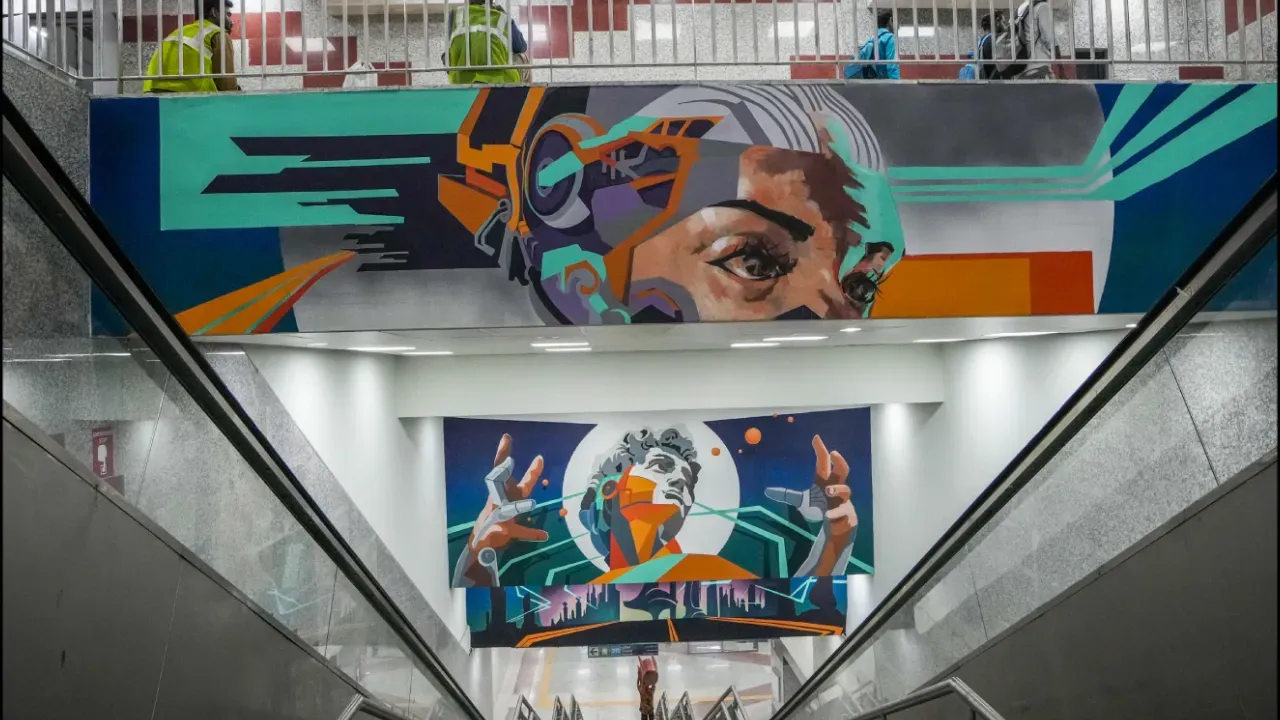 Underwater metro station painting