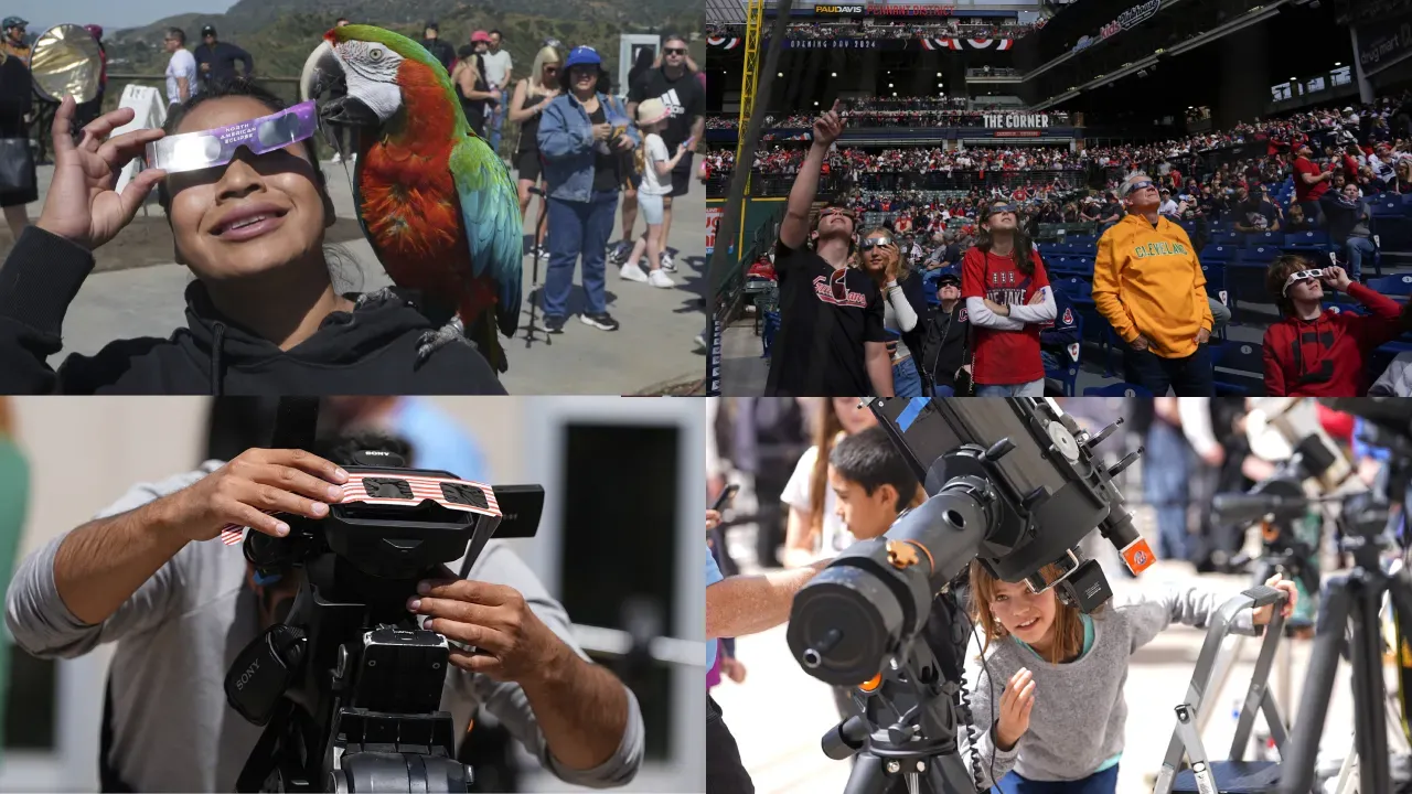 People during solar eclipse