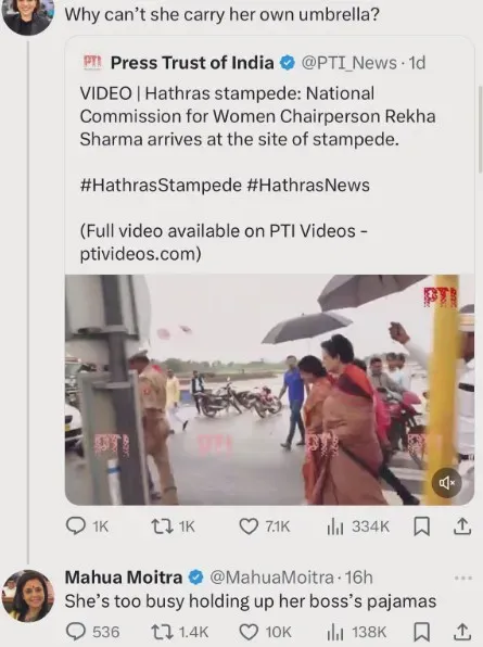 derogatory remarks by MP Mahua Moitra