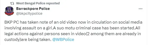 बैरकपुर पुलिस की पोस्ट