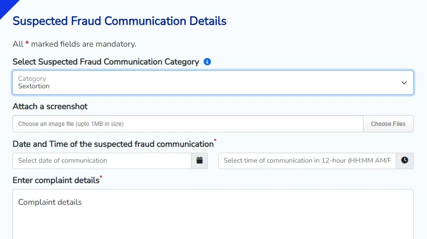 how to Report Suspected Fraud calls sms whatsapp on Chakshu portal