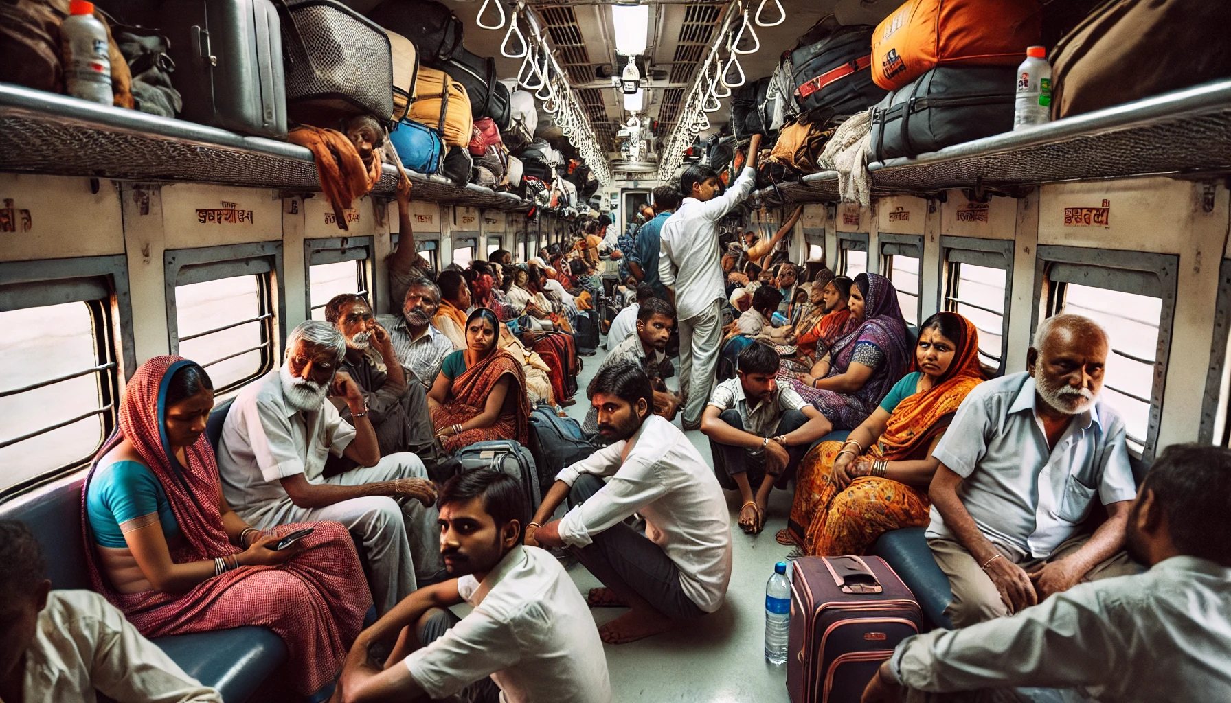 AI Representaion of Sabarmati express train owercrowded