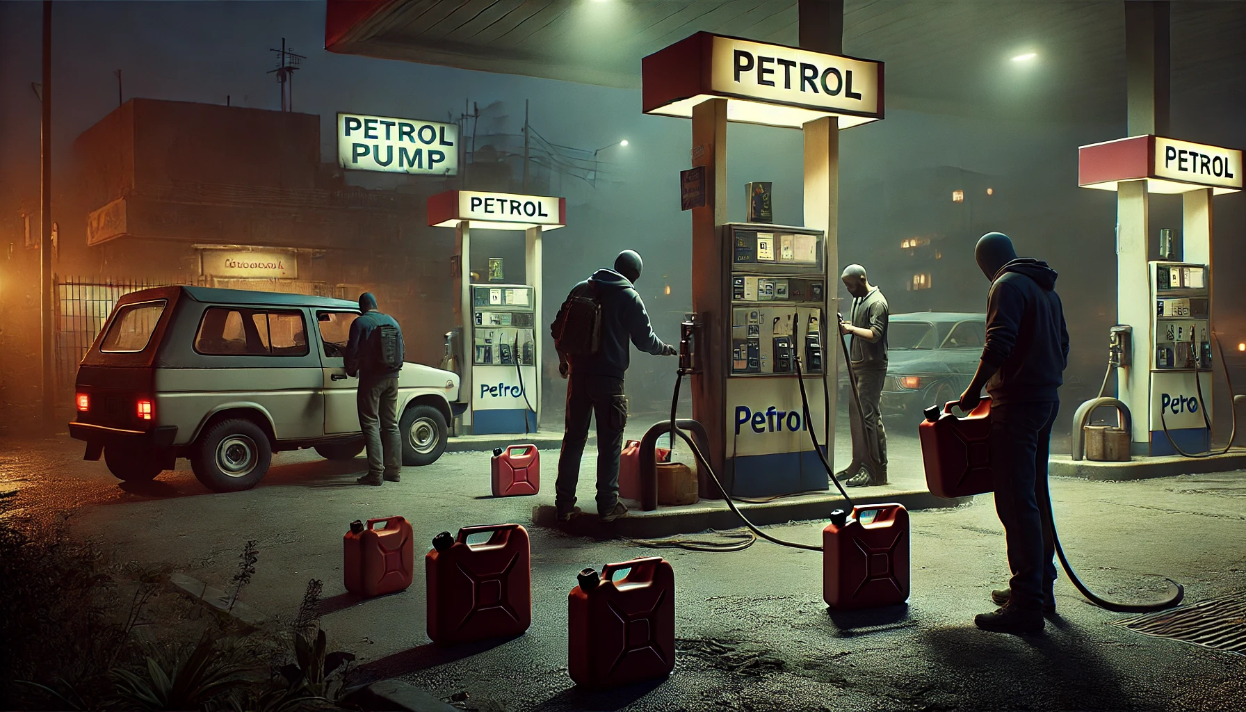 AI Generated photo of buying petrol by conspirators