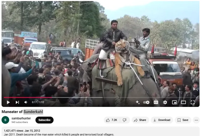 SamburHunter के चैनल पर अपलोड किए गए वीडियो का स्क्रीनशॉट.
