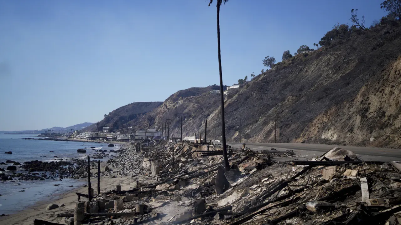 California Fire burnt beach