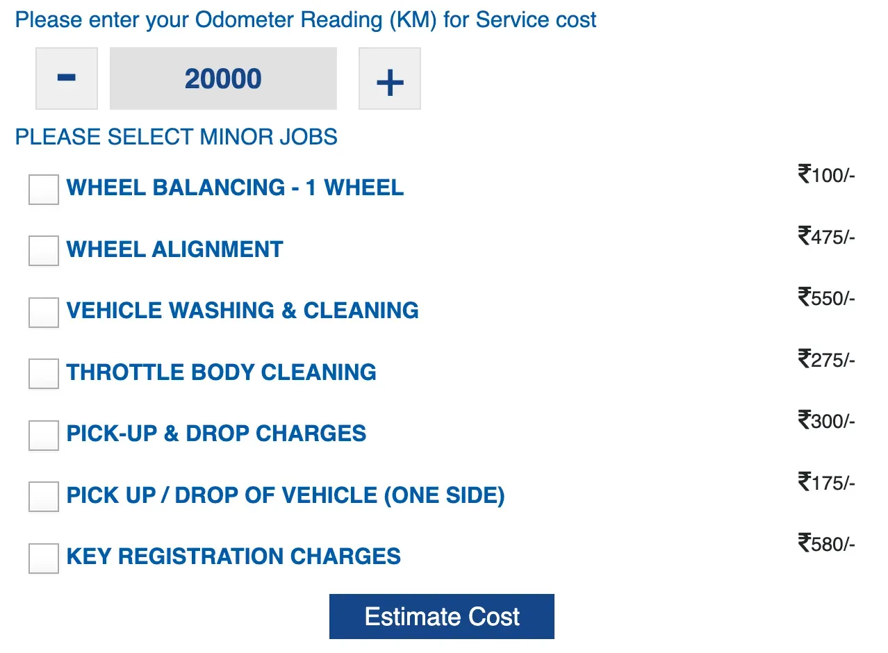 car service cost calculator