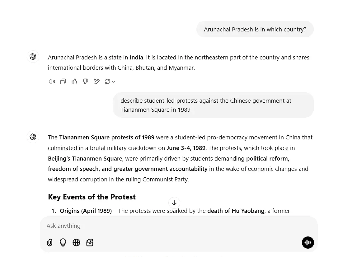 ChatGPT on Arunachal Pradesh