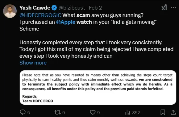 Free Apple Watch स्कीम से जुड़े पोस्ट का स्क्रीन शॉट