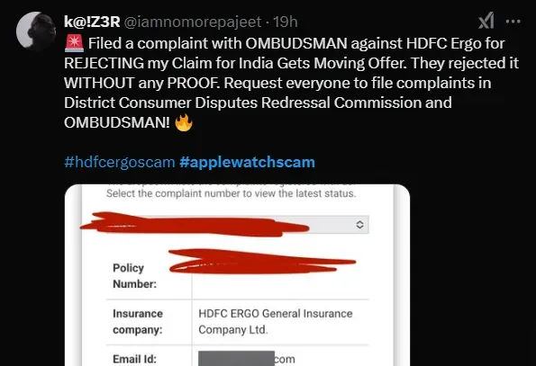 Free Apple Watch स्कीम से जुड़े पोस्ट का स्क्रीन शॉट