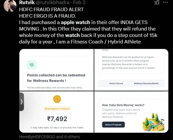 Free Apple Watch स्कीम से जुड़े पोस्ट का स्क्रीन शॉट