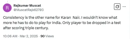 राजकुमार के कॉमेंट का स्क्रीनशॉट.