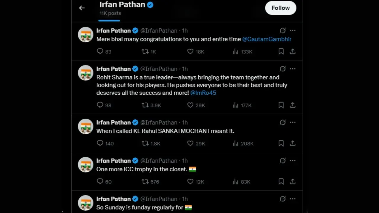 Irfan Pathan X Post