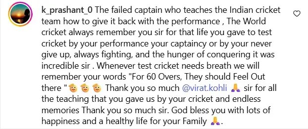 Virat Kohli Retirement Post
