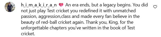 Virat Kohli Retirement Post