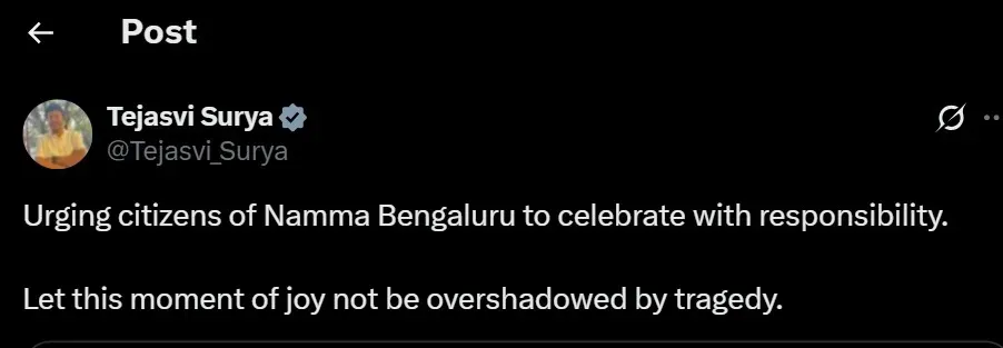 Tejaswi Surya Bengaluru Stampede