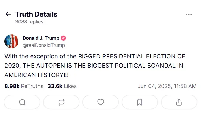 Trump Autopen Biggest Political Scam