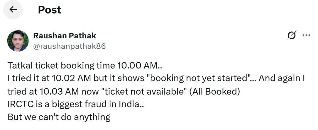 tatkal ticket booking