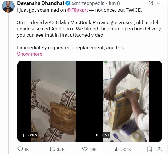 Flipkart Fake MacBook Scam