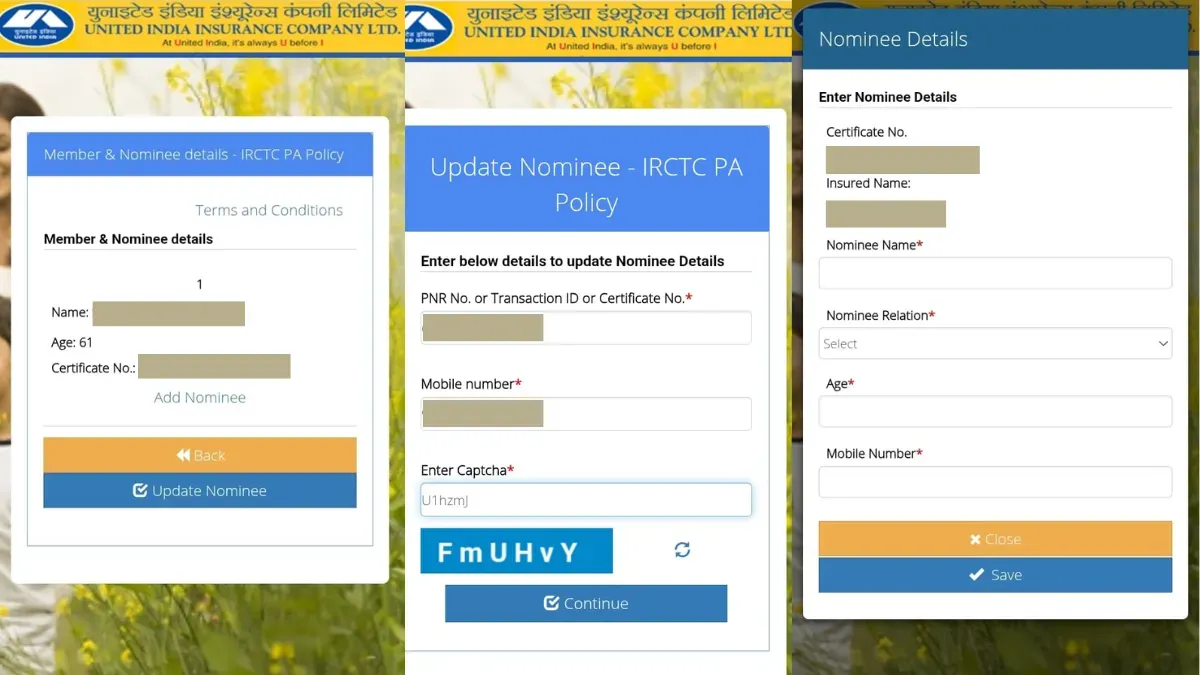 irctct app nominee update