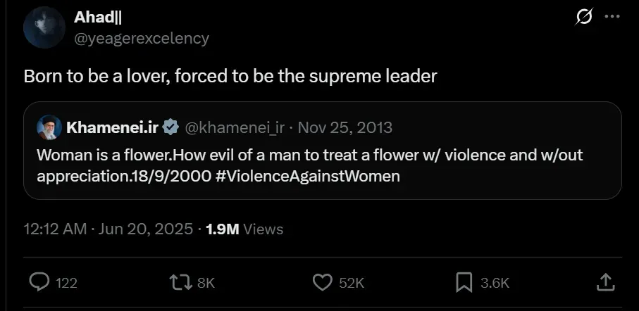 Khamenei X Post About Woman