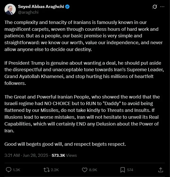 Iran Foreign Minister About Trump