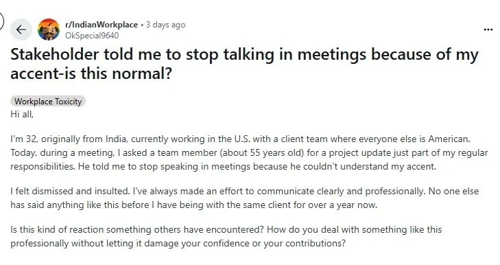 Reddit User Post