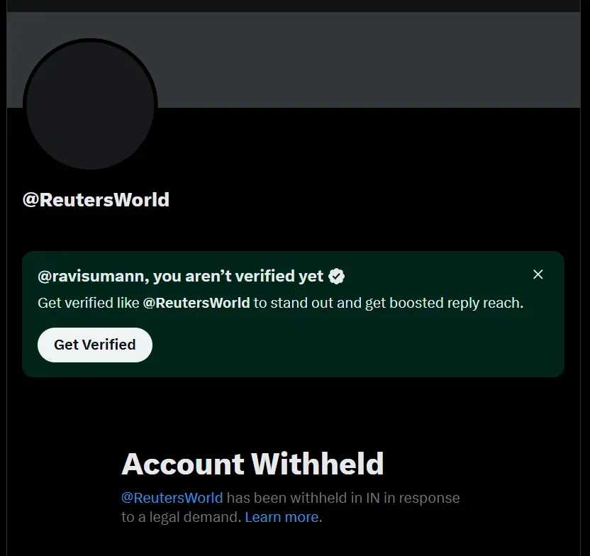 Reuters world banned in india