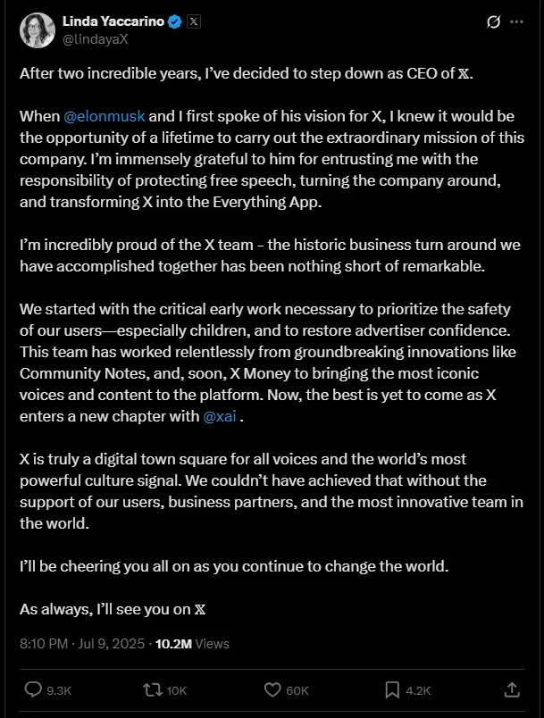 X CEO Resignation