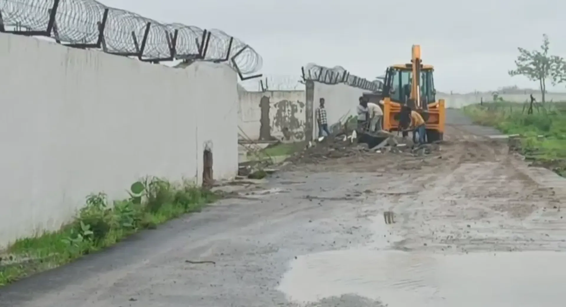 MP Rewa Airport Boundary Collapsed Photo