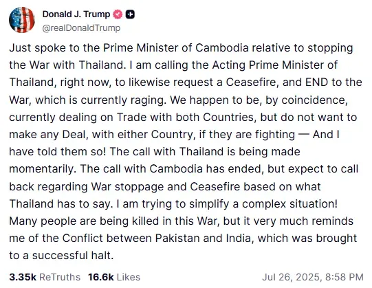 Thailand-Cambodia Ceasefire