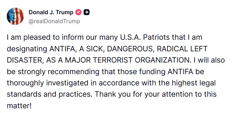 trump antifa terrorist organisation