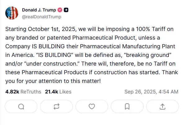 trump tarrif on pharma