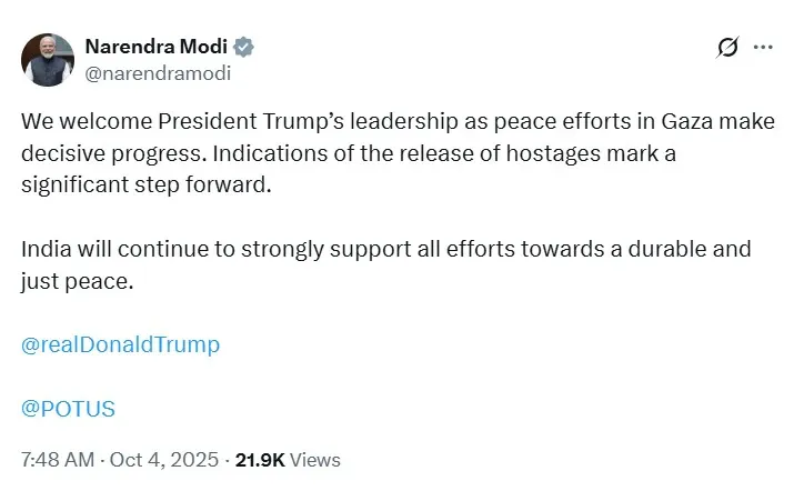 PM Modi praises donald Trump
