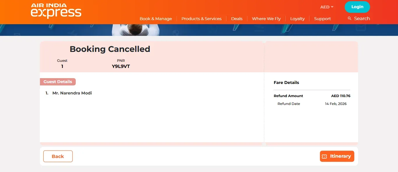 Modi ticket cancelled