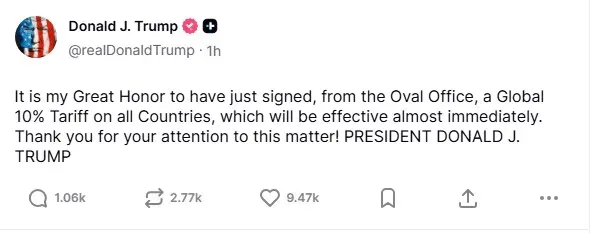 10 Percent Global Tariff