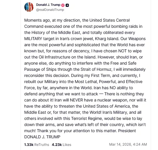 US bombed Iran's Kharg Island