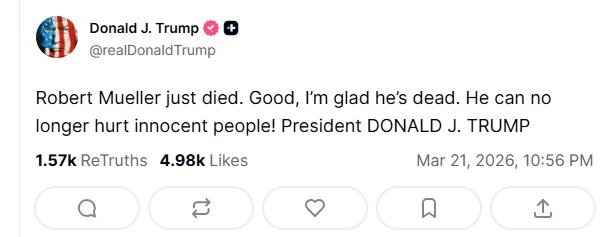 donald Trump on death of ex-FBI chief