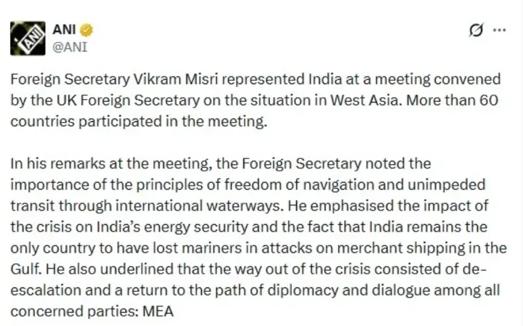 India Joins UK-led Hormuz Talks