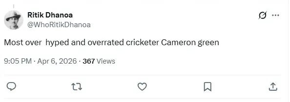 कैमरन ग्रीन को लेकर एक्स पर पोस्ट